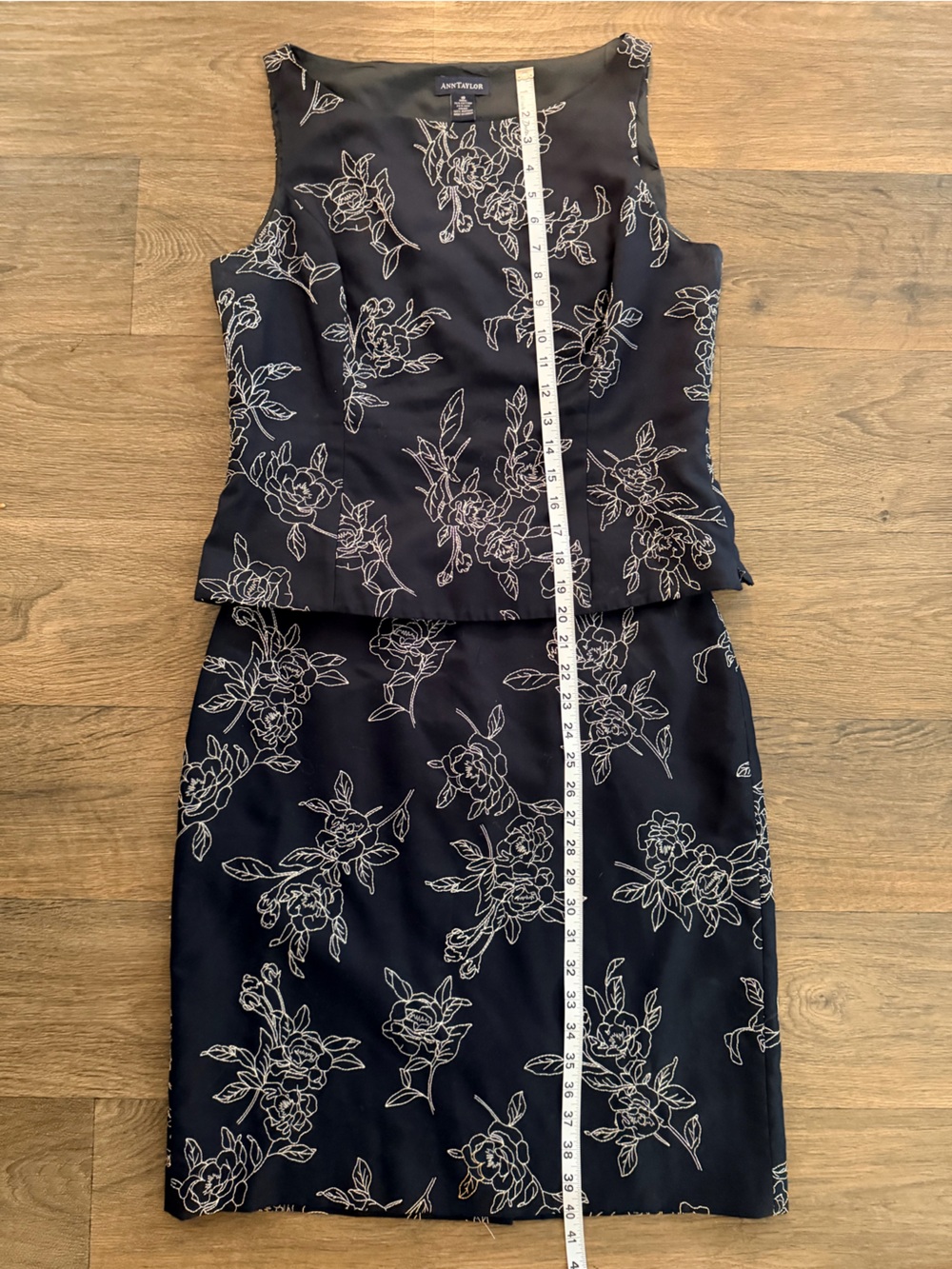 Ann Taylor Navy & White Floral Peplum Top & Pencil Skirt Matching Set - Size 10 - Picture 10 of 10
